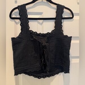 Abercrombie linen and crochet crop top